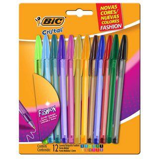 Kit com 10 Canetas Esferográfica Coloridas Bic Cristal Fashion Ponta 1.2mm Imagem de Kit com 10 Canetas Esferográfica Coloridas Bic Cristal Fashion Ponta 1.2mm