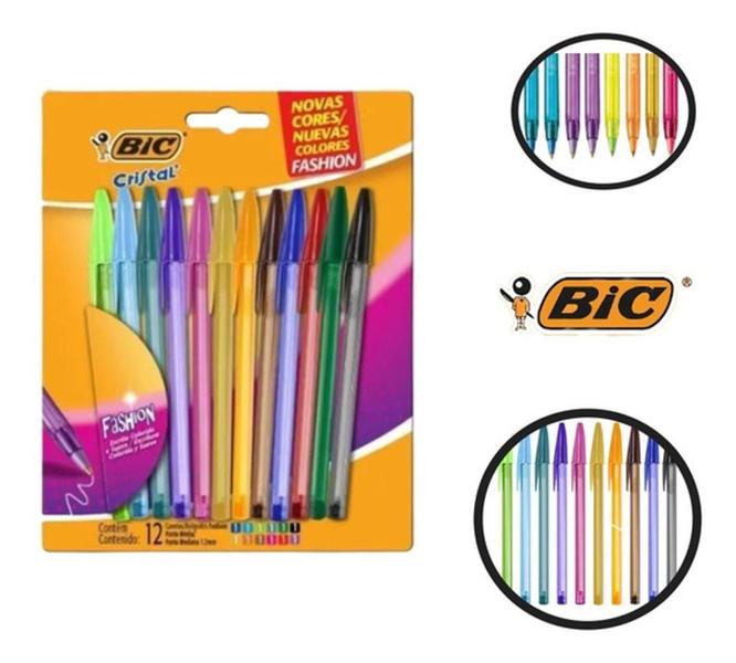 Imagem de Kit Com 10 Canetas Esferográficas Coloridas Bic Cristal Fashion