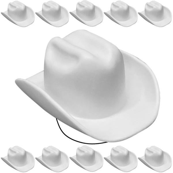 Kit com 10 Chapéus Vaqueiro Cowboy Festa Junina Infantil Fantasia e Atacado Branco - Toy Master Imagem de Kit com 10 Chapéus Vaqueiro Cowboy Festa Junina Infantil Fantasia e Atacado Branco