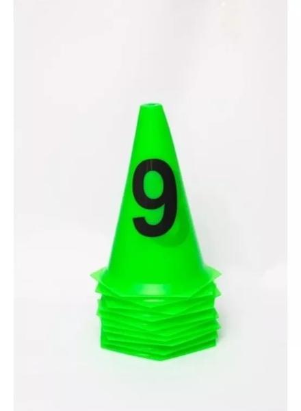 Imagem de Kit com 10 cones numerados ( 0 a 9 ) para treinamento funcional