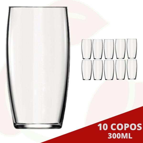 Imagem de Kit com 10 Copos Oca 300ML Transparente Água Suco Drinks