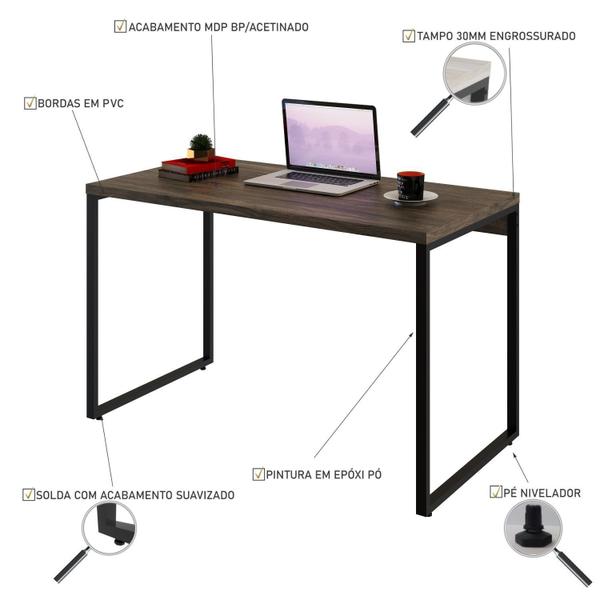 Imagem de Kit com 10 Escrivaninhas Kuadra 120cm Estilo Industrial Compace