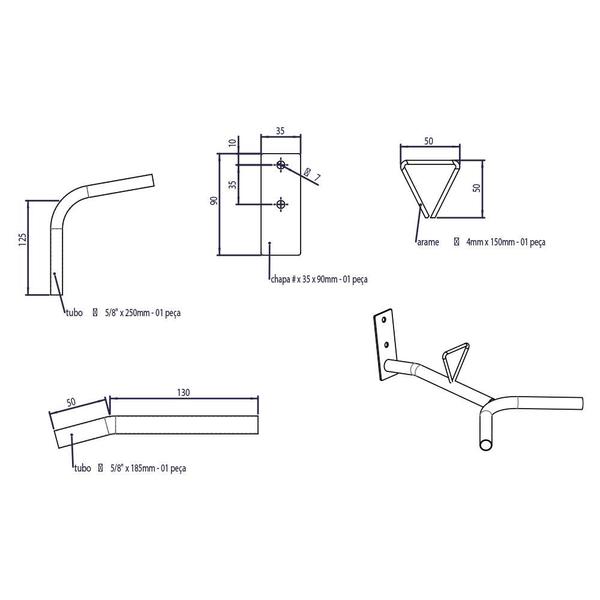 Imagem de Kit com 10 Expositor Suporte Porta Capacete P/ Parede Branco