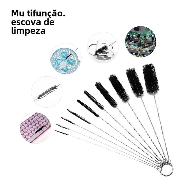 Imagem de Kit com 10 Ferramentas de Limpeza para Equipamentos de Tatuagem em Aço Inoxidável