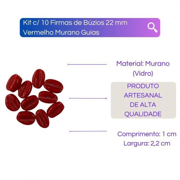 Imagem de Kit Com 10 Firmas Búzios 22 Mm Murano Guias