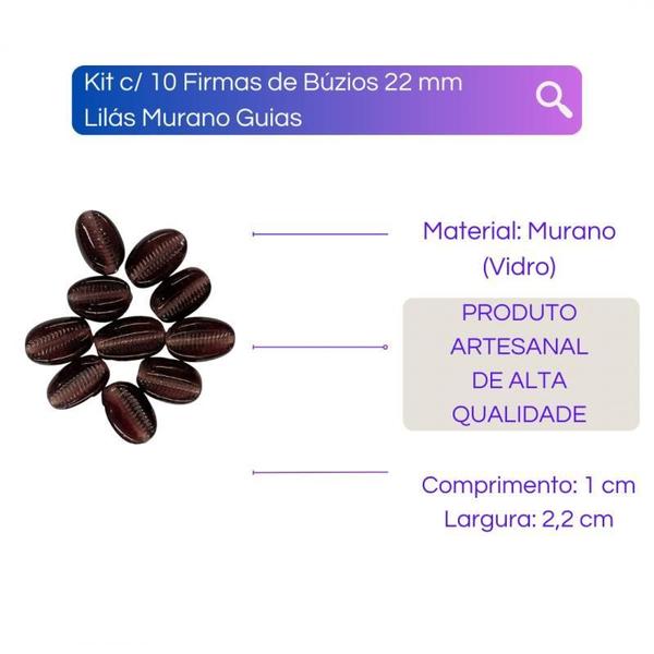 Imagem de Kit Com 10 Firmas Búzios 22 Mm Murano Guias