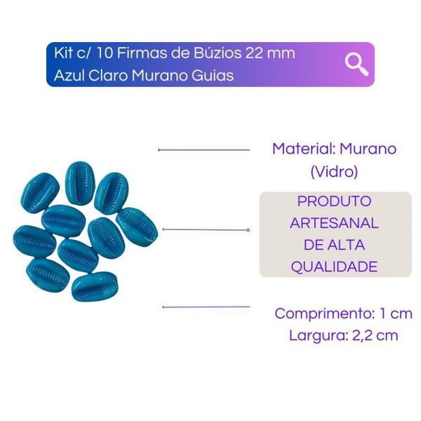 Imagem de Kit com 10 Firmas Búzios 22 mm Murano Guias - Selecione a Cor