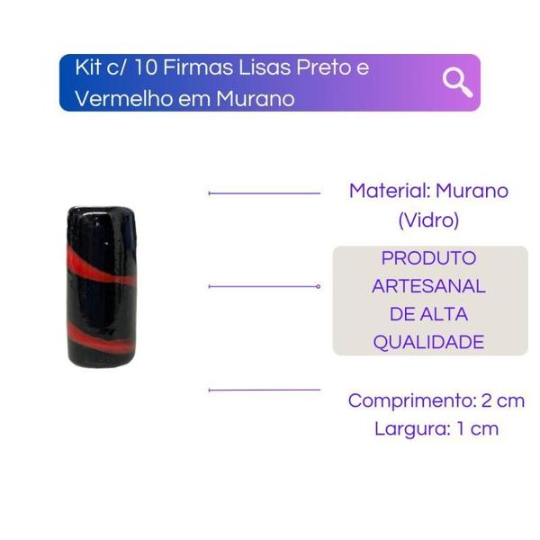 Imagem de Kit Com 10 Firmas Lisa 22Mm Preto E Vermelho Murano Guias