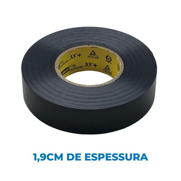 Imagem de Kit com 10 Fita Isolante Scotch 33+ 19mm x 20m 3M Uso Profissional Residencial Industrial Alta durabilidade e Flexibilidade