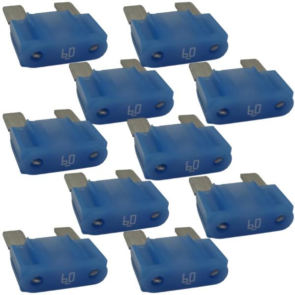 Imagem de Kit Com 10 Fusivel Lâmina Littelfuse 60A Azul Grande