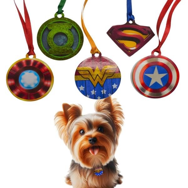 Kit com 10 Gravatinha Medalhão Pet Shop EVA Super Heróis - MIMO SHOW Imagem de Kit com 10 Gravatinha Medalhão Pet Shop EVA Super Heróis