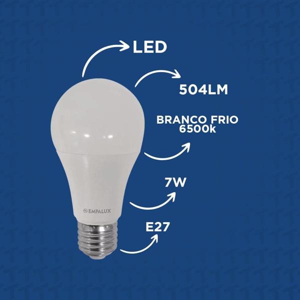 Imagem de Kit com 10 Lampadas 7w Branco Frio 6500k 504lm Bivolt AL07562 Empalux