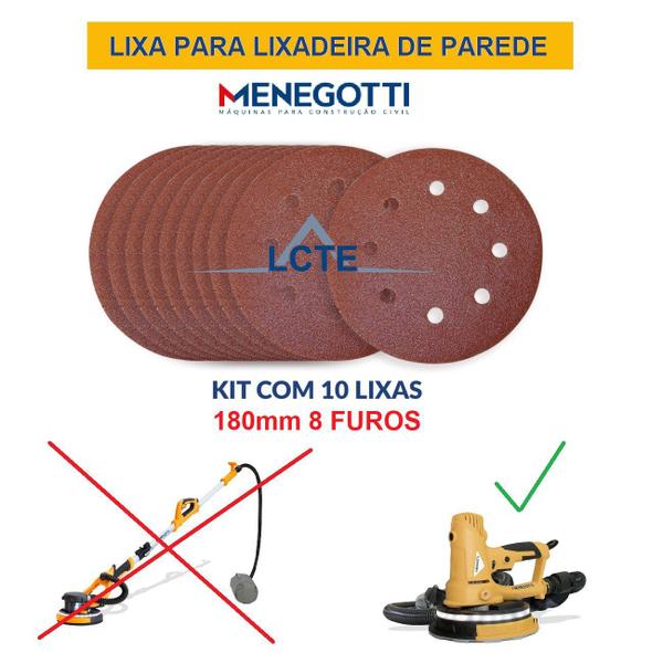 Imagem de Kit com 10 Lixas Gramatura 150 180mm C/Embalagem Menegotti