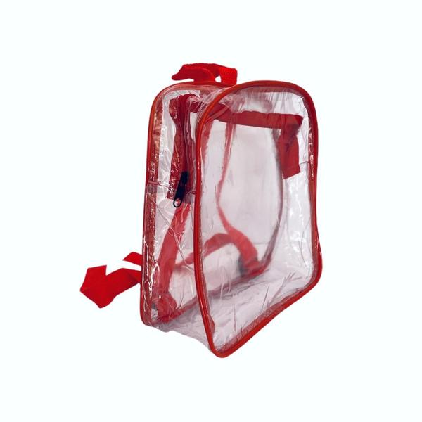 Imagem de KIT COM 10 MINI mochila VERMELHA infantil transparente escola