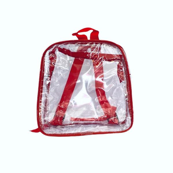 Imagem de KIT COM 10 MINI mochila VERMELHA infantil transparente escola