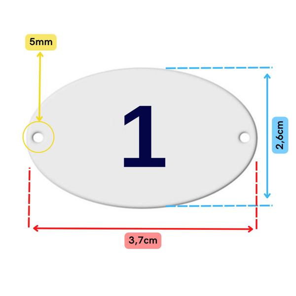 Imagem de Kit Com 10 Números Oval PVC  Numerador 1 ao 20