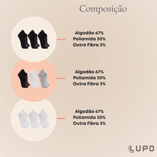 Imagem de Kit Com 10 Pares De Meias Curtas Soquete Invisivel Lupo Modelo Esportiva Cores Sortidas Unissex