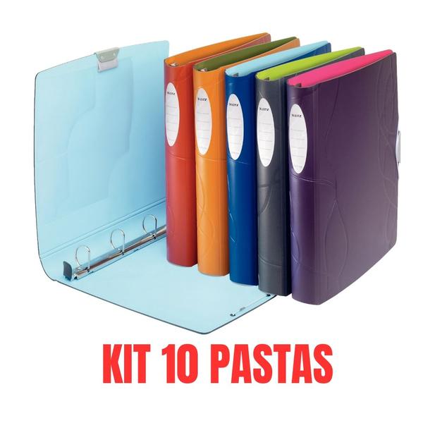 Imagem de Kit com 10 Pasta Fichário Leitz Flash Nature A4 280 fls Cores Sortidas Perolizadas