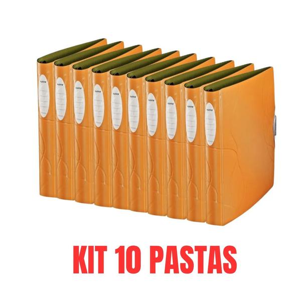 Imagem de Kit com 10 Pastas Fichário Leitz Flash Nature A4 280 fls Ocre-Marrom Perolizado 63926