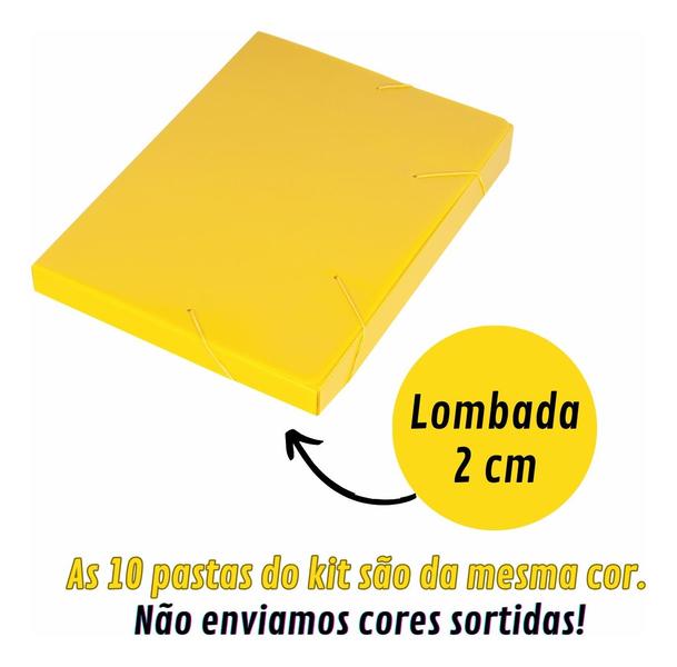 Imagem de Kit Com 10 Pastas Ofício Aba E Elástico Lombo 2cm Documento