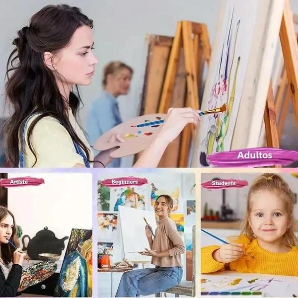 Kit com 10 Pincel de Plástico para Pintura a Óleo, Aquarela e Pó Imagem de Kit com 10 Pincel de Plástico para Pintura a Óleo, Aquarela e Pó