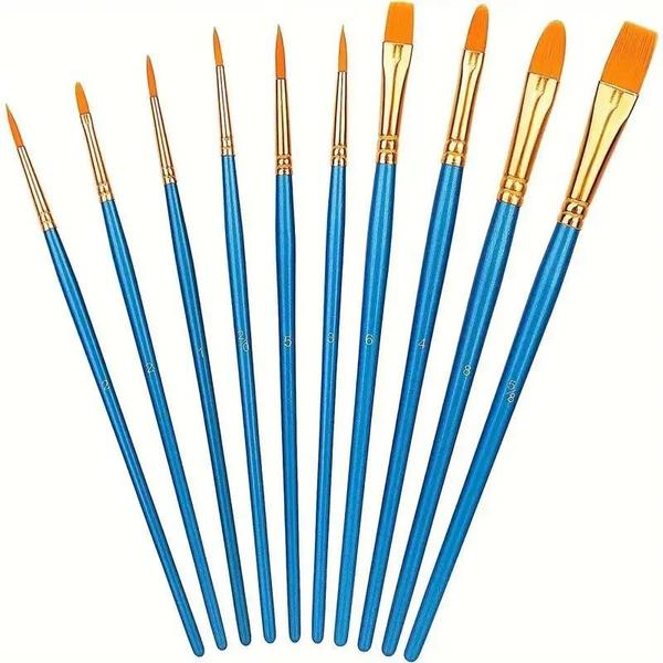 Kit com 10 Pincel de Plástico para Pintura a Óleo, Aquarela e Pó Imagem de Kit com 10 Pincel de Plástico para Pintura a Óleo, Aquarela e Pó