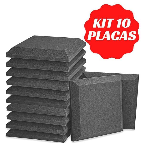 Imagem de Kit com 10 placas de espuma acústica antichamas decorativa