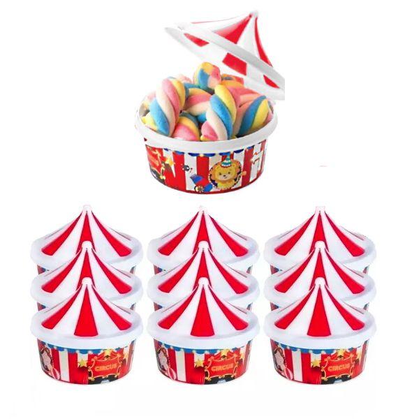 Imagem de Kit com 10 Porta Mix Circo Pote de Doces Festas e Lembrancinhas 