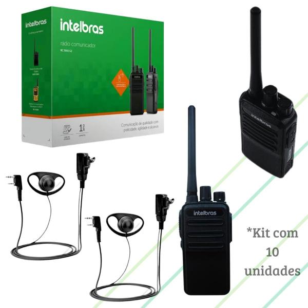 Imagem de Kit com 10 Rádios Intelbras Longo Alcance + 10 Fones de Ouvido Tipo D