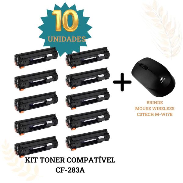 Imagem de Kit Com 10 Toner Compatível Para Cf283a CF283A 283A 83A M125 M201 M225 M127FN M127FW