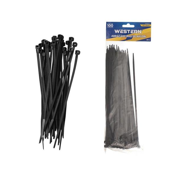 Imagem de Kit Com 100 Abraçadeira De Nylon 4,8 x 250 mm Reforçada