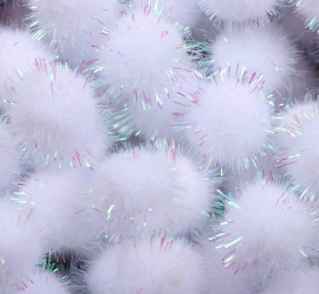 Imagem de Kit com 100 Pompom em Lurex 1.5cm Branco Furta Cor