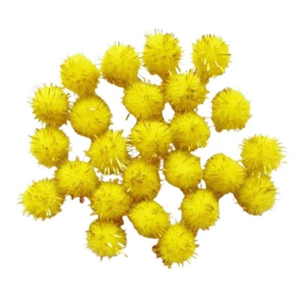 Imagem de Kit Com 100 Pompom Em Lurex 2.5Cm Amarelo Canário