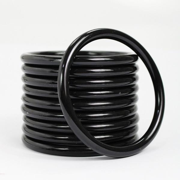 Imagem de Kit Com 100 Unidades de Argola Aro Plástico Preto 7,9cm Espessura 6mm