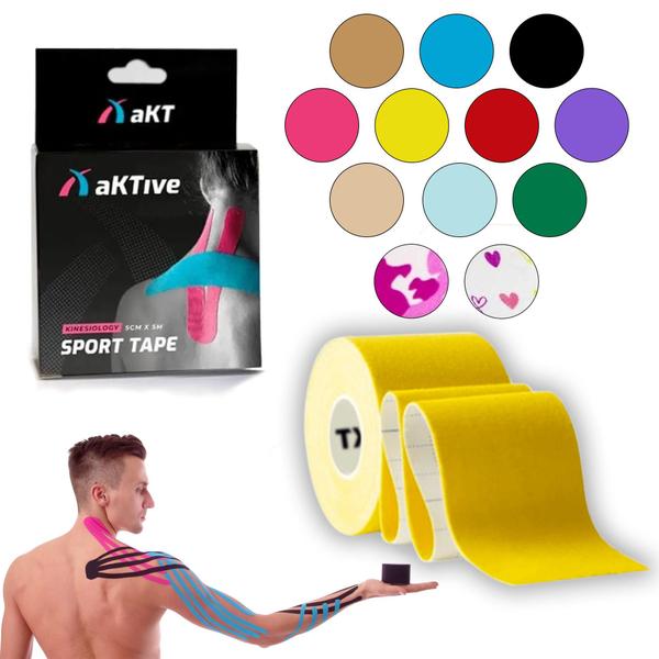 Imagem de Kit com 12 Bandagem Elástica Adesiva Funcional Kinesio Tape Taping Diversas Cores aKTive Tape