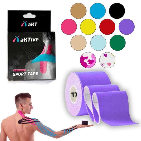 Imagem de Kit com 12 Bandagem Elástica Adesiva Funcional Kinesio Tape Taping Diversas Cores aKTive Tape