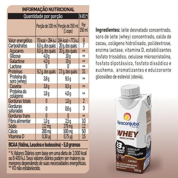 Imagem de Kit com 12 Bebida Piracanjuba Whey 250 Ml - Sabor Cacau