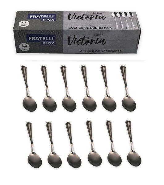 Imagem de Kit com 12 Colheres de Sobremesa Inox Cozinha Pratica