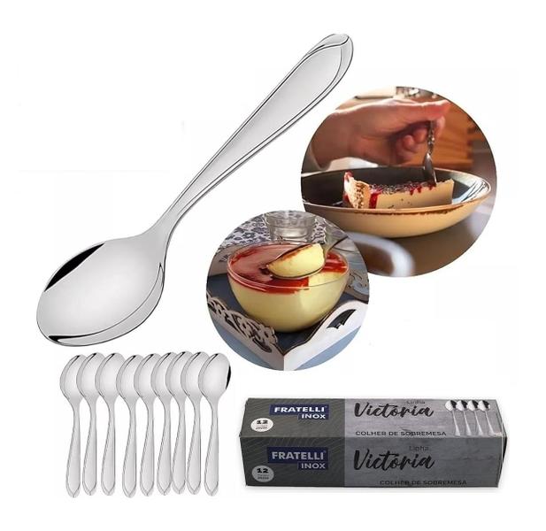 Imagem de Kit Com 12 Colheres De Sobremesa Inox Cozinha Pratica