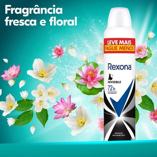 Imagem de Kit com 12 Desodorantes Antitranspirantes Aerosol Feminino Rexona Invisible 72 horas 250ml