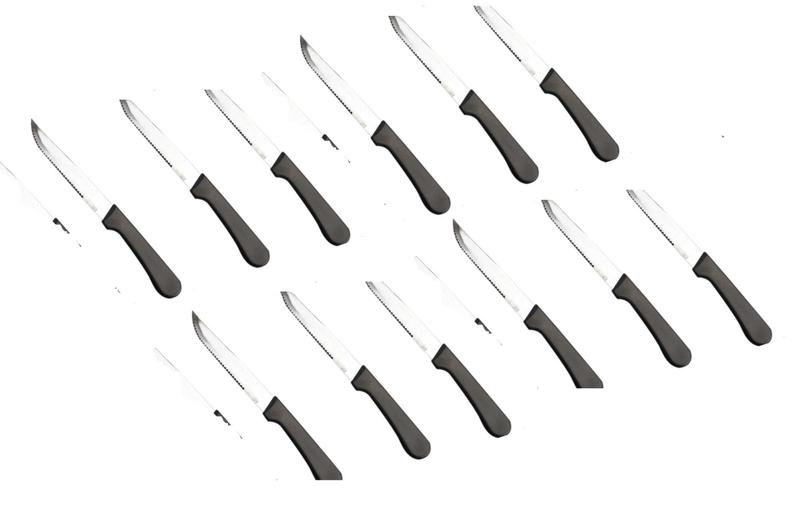Kit com 12 facas modelo serrinha cabo plástico ótima qualidade - Filó Modas Imagem de Kit com 12 facas modelo serrinha cabo plástico ótima qualidade