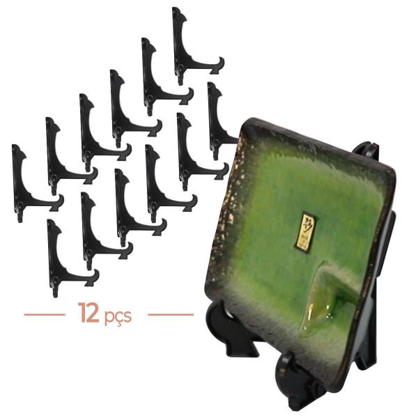 Imagem de Kit Com 12 Peças Suporte Para Pratos E Azulejos Preto 17,5Cm