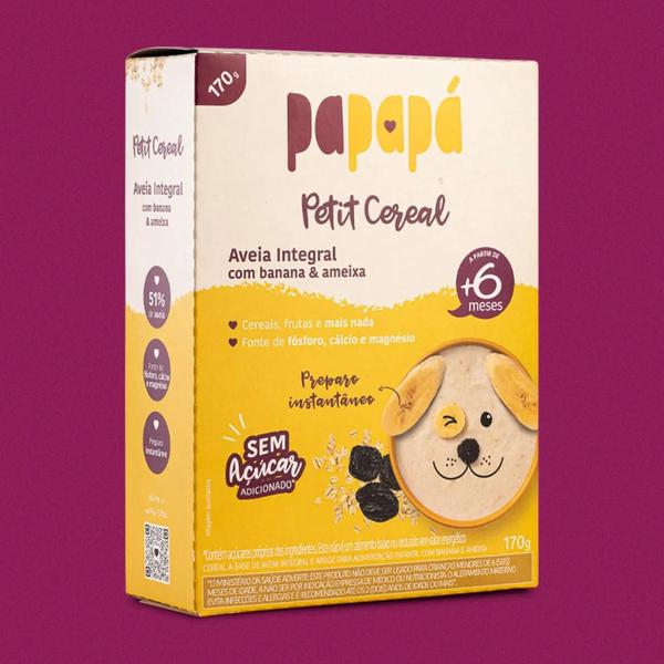 Kit Com 12 Petit Cereal Aveia Papapá Banana E Ameixa 170G Imagem de Kit Com 12 Petit Cereal Aveia Papapá Banana E Ameixa 170G