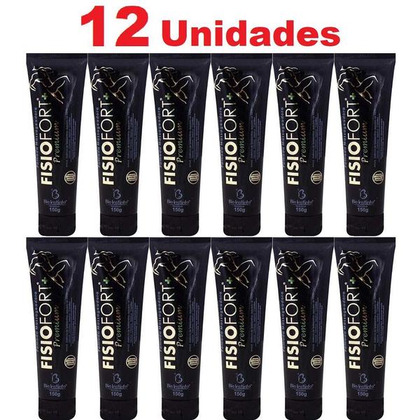 Imagem de Kit com 12 Pomada Premium 150 g Pomada FisioFort Preta