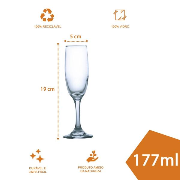 Imagem de Kit Com 12 Taças De Vidro RIOJA CHAMPAGNE 180ml Cristal Luxo