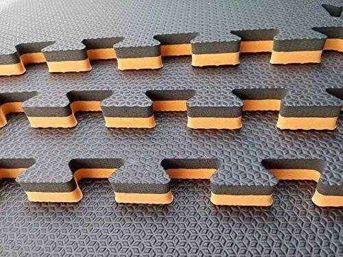 Kit com 12 Tatames Dupla Face Laranja com Preto 50x50x2cm Imagem de Kit com 12 Tatames Dupla Face Laranja com Preto 50x50x2cm
