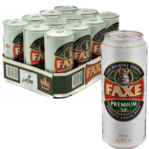 Imagem de Kit Com 12Und Cerveja Faxe Premium Dinamarca Lata 500Ml