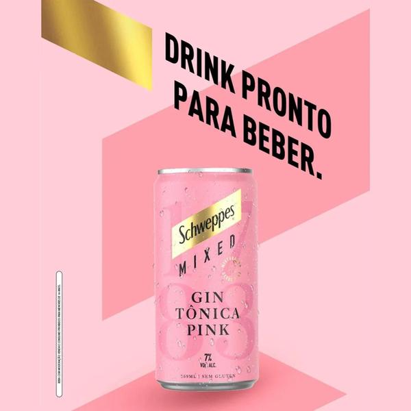 Imagem de Kit Com 12Und Gin Tônica Pink Schweppes Lata 269Ml