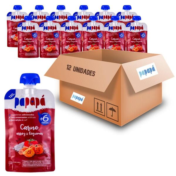 Kit Com 12Und Papinha De Carne, Arroz E Legumes Papapá 120G Imagem de Kit Com 12Und Papinha De Carne, Arroz E Legumes Papapá 120G