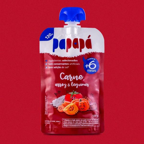 Kit Com 12Und Papinha De Carne, Arroz E Legumes Papapá 120G Imagem de Kit Com 12Und Papinha De Carne, Arroz E Legumes Papapá 120G